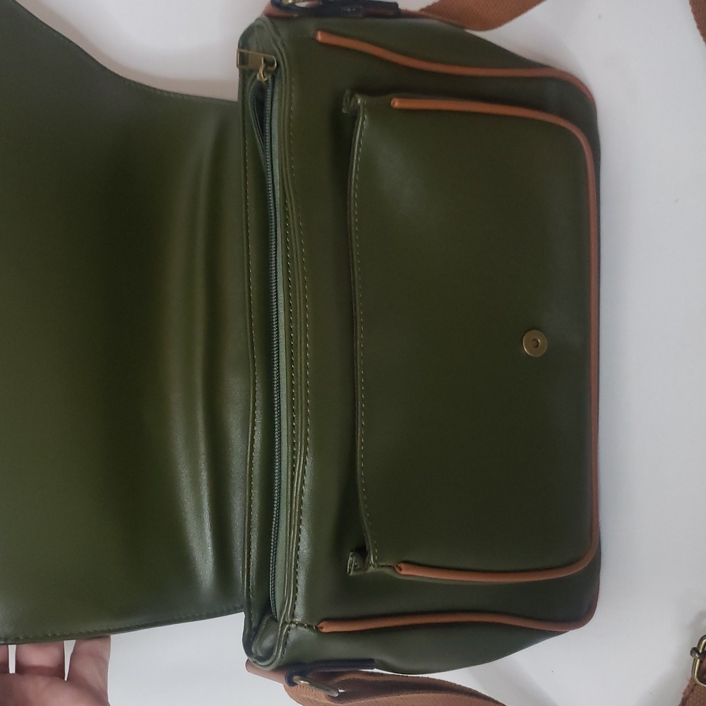 Princess Highway Satchel Bag Green Brown Adjustable Strap Shoulder Faux Leather - Picture 5 of 17